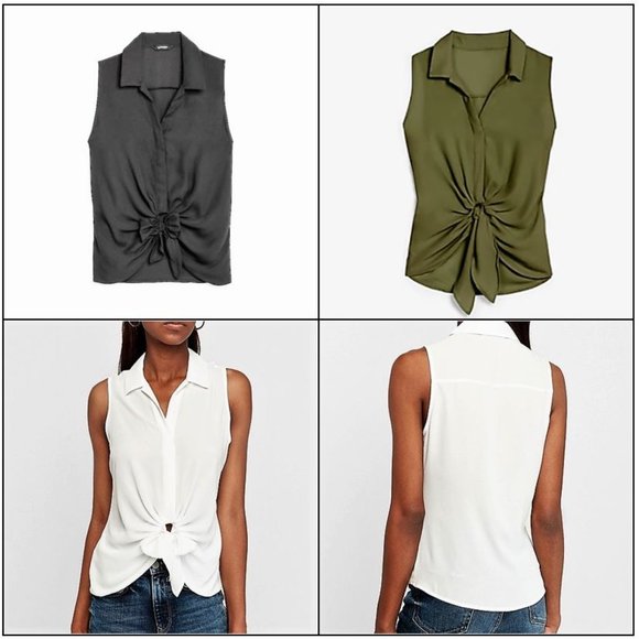 *Set of 2* NWT Tie-Front Sleeveless Express Portofino Shirts XS - Picture 15 of 16